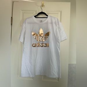 White and Rose Gold Adidas T-Shirt